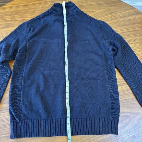 Carbon2Cobalt Men's Sweater Medium Mid Blue Black Quarter Button Pullover Knit - Picture 7 of 7